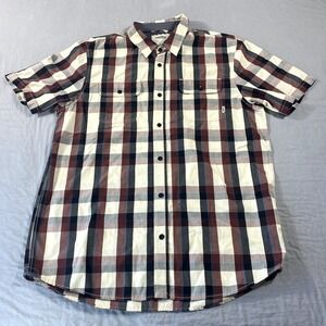 VANS Shirt Adult Large White Red Plaid Button Up Skater Beach Surf Casual Mens